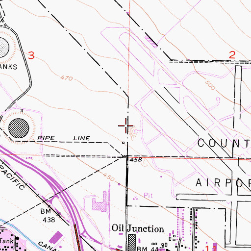 Topographic Map of Kern County Fire Department Station 62 Meadows Field, CA