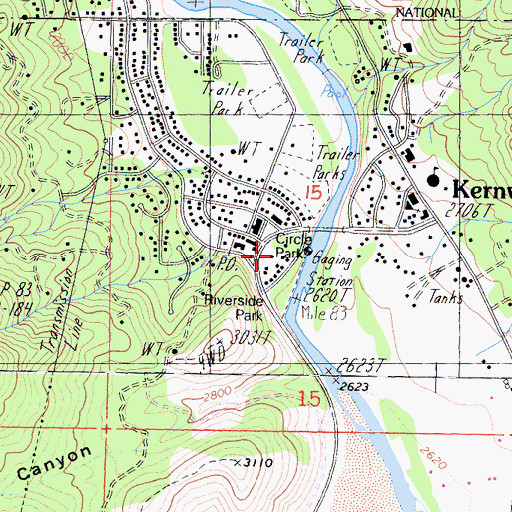 Topographic Map of Kern County Fire Department Station 76 Kernville, CA