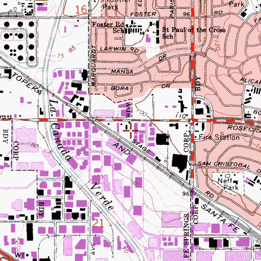 Topographic Map of MedCoast Ambulance Service, CA