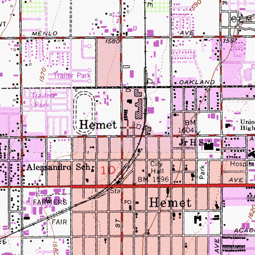 Topographic Map of American Medical Response Hemet, CA