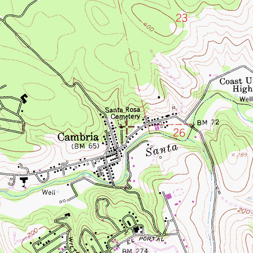 Topographic Map of Cambria Community Healthcare District, CA