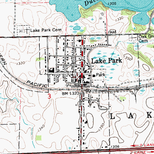 Topographic Map of Lake Park Fire Department, MN