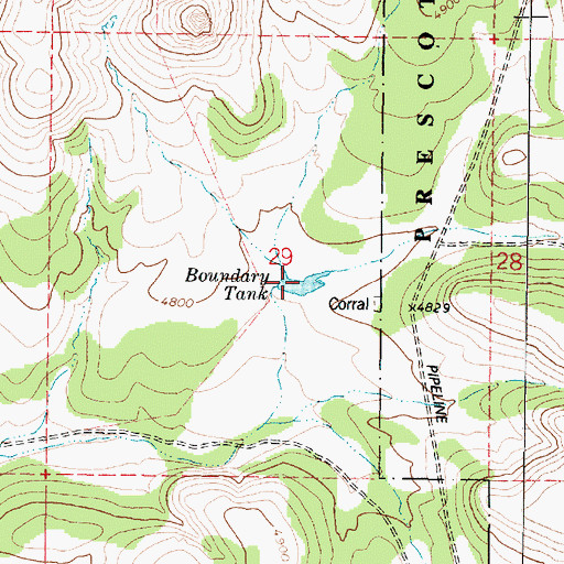 Topographic Map of Boundary Tank, AZ