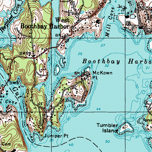 Topographic Map of Boothbay Harbor Ambulance Service Coast Guard, ME