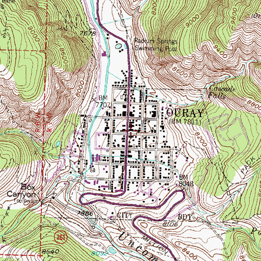 Topographic Map of Ouray Volunteer Fire Department, CO