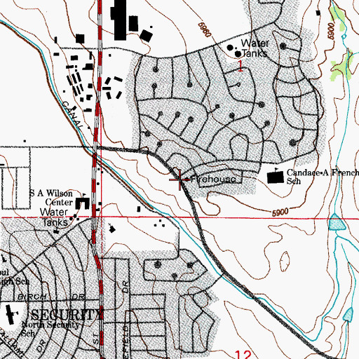 Topographic Map of Security Fire Department Station 3, CO