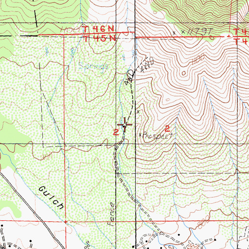 Topographic Map of Gold Bar Mine, CA