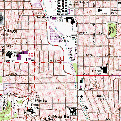 Topographic Map of Lane Transit District Park and Ride, OR