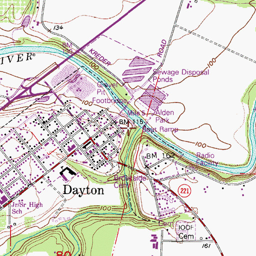 Topographic Map of Dayton Boat Landing, OR