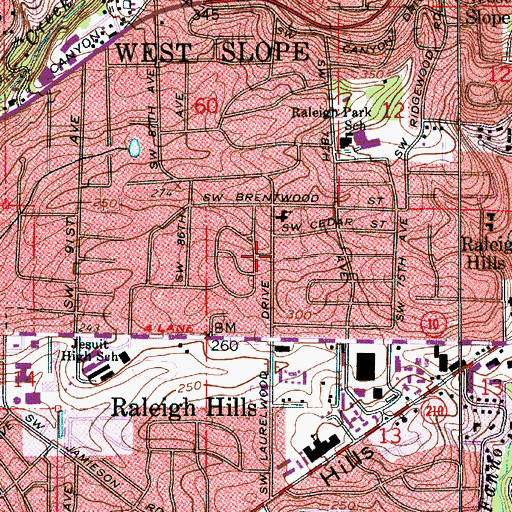Topographic Map of Valley Community United Presbyterian Church Park and Ride, OR