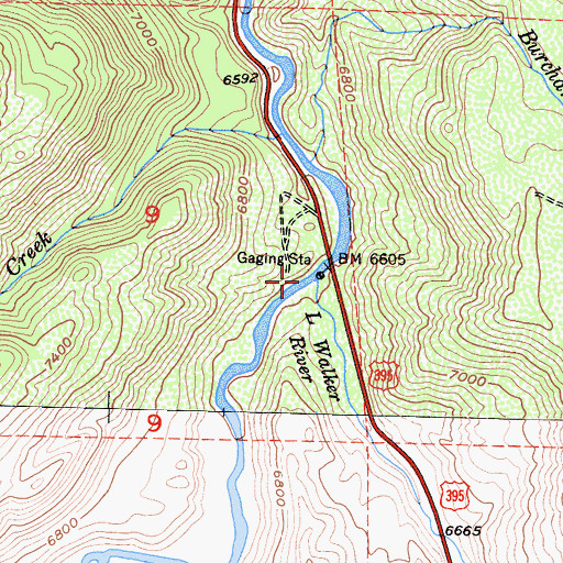 Topographic Map of Little Walker River, CA