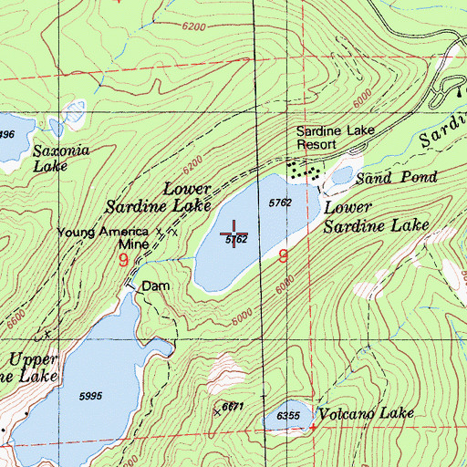 Topographic Map of Lower Sardine Lake, CA