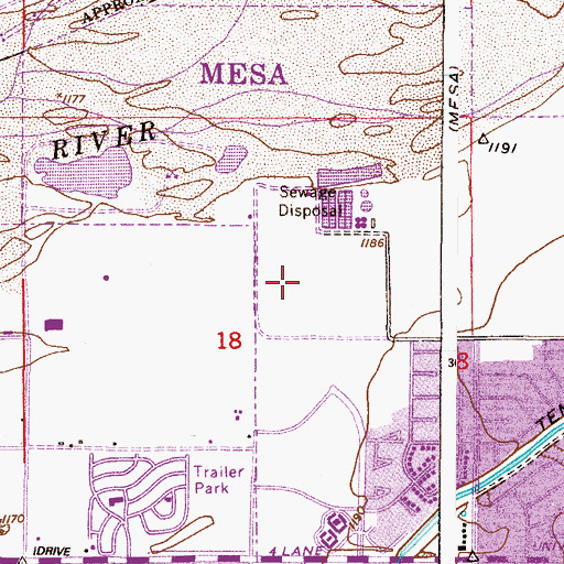 Topographic Map of Riverview Golf Course, AZ
