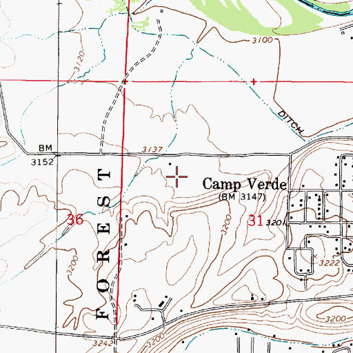 Topographic Map of Camp Verde Mobile Home Park, AZ