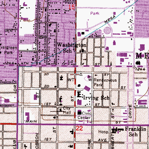 Topographic Map of Mesa Convention Center Building A, AZ