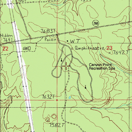 Topographic Map of Canyon Point Campground, AZ