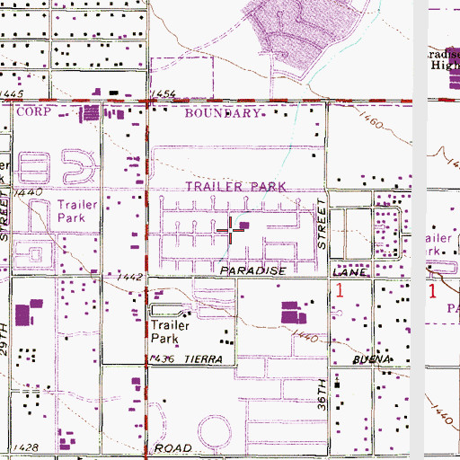 Topographic Map of Palm Lakes Village Mobile Home Park, AZ