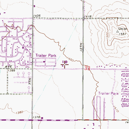 Topographic Map of Mountain View Community Center, AZ