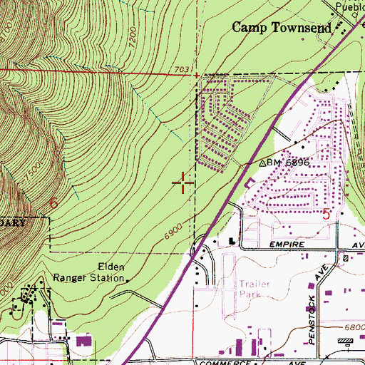 Topographic Map of Flagstaff Kampgrounds of America, AZ