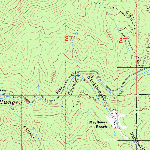 Topographic Map of Nicklwaite Creek, CA