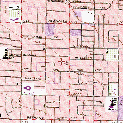 Topographic Map of Creative Living Fellowship Church, AZ