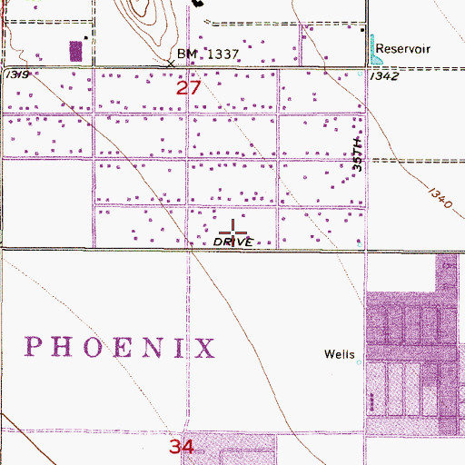 Topographic Map of Harvest Church International, AZ