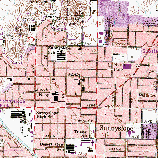 Topographic Map of Morning Star Baptist Church, AZ