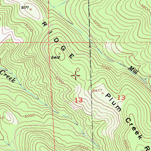 Topographic Map of Plum Creek Ridge, CA