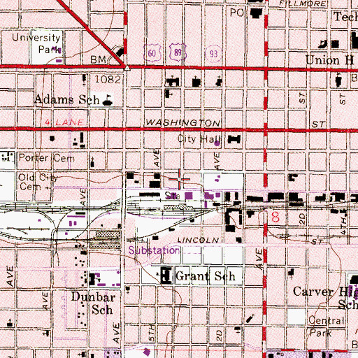 Topographic Map of Maricopa County Fourth Avenue Jail, AZ