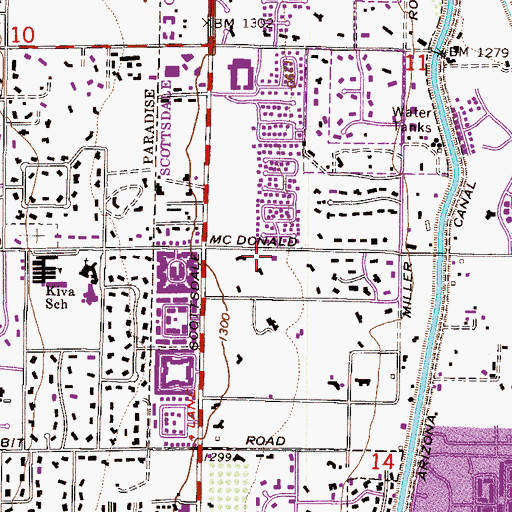 Topographic Map of Scottsdale Fire Department Station 3, AZ