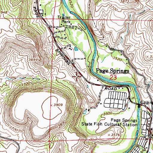 Topographic Map of Verde Valley Fire District Page Springs Fire Station 33, AZ