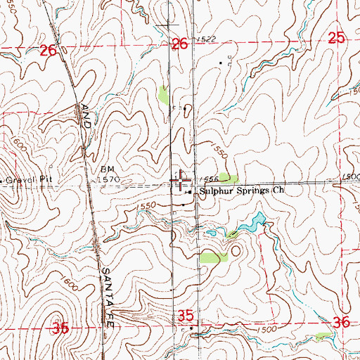 Topographic Map of Sulphur Springs Cemetery, KS