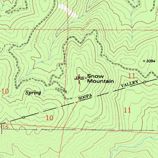 Topographic Map of Snow Mountain, CA