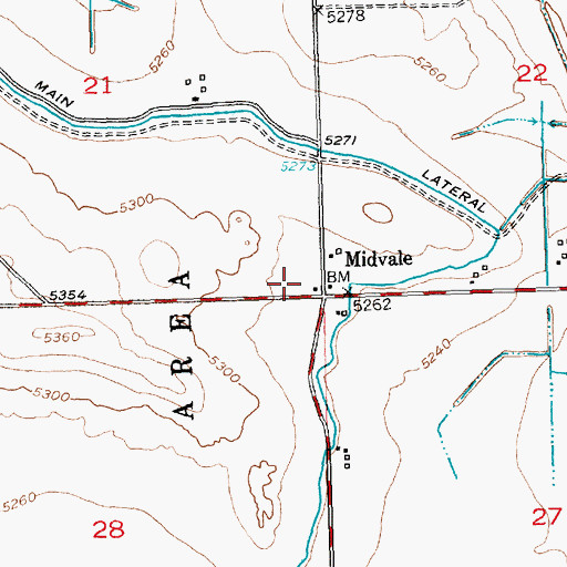 Topographic Map of Fremont County Fire Protection District Battalion 8 Midvale Station 1, WY