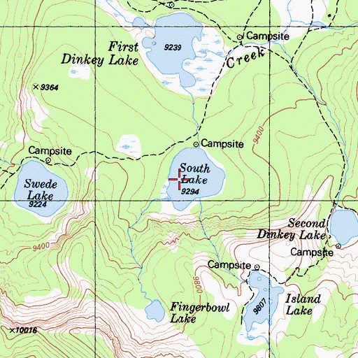 Topographic Map of South Lake, CA