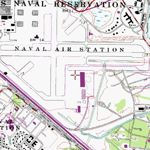 Topographic Map of Norfolk Naval Station (Chambers Field), VA