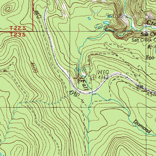Topographic Map of Diamond Creek Falls, OR