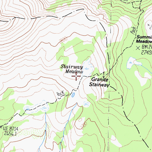 Topographic Map of Stairway Meadow, CA