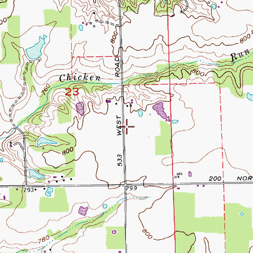 Topographic Map of Burke's Airport (historical), IN