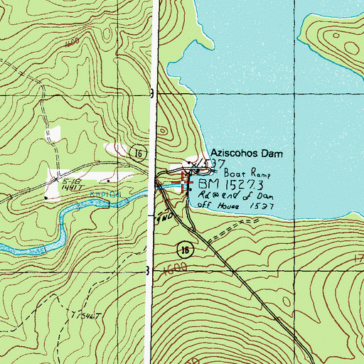 Topographic Map of Aziscohos Falls (historical), ME