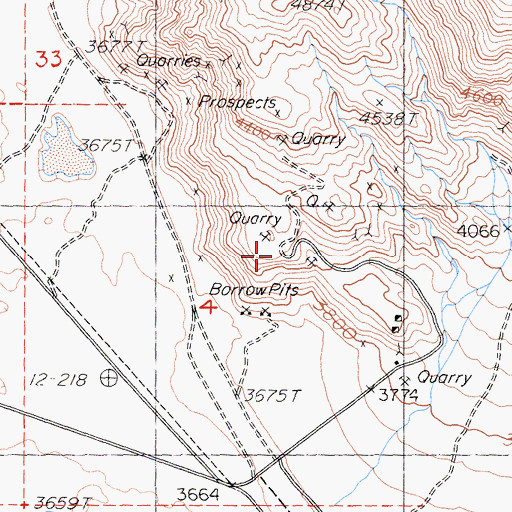Topographic Map of Lakeview Talc Mine, CA