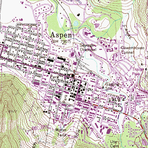 Topographic Map of Pitkin County Library, CO