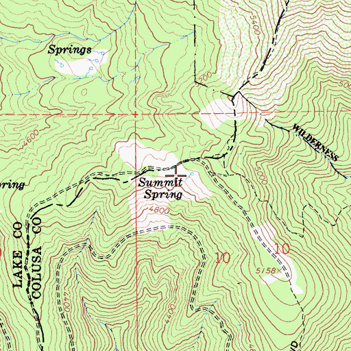 Topographic Map of Summit Spring, CA