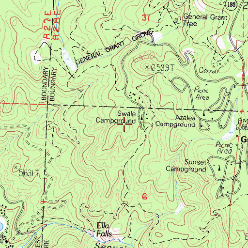 Topographic Map of Swale Campground, CA