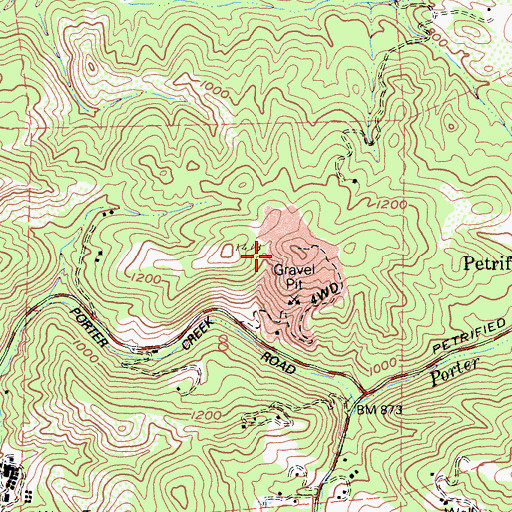 Topographic Map of Mark West Shale Quarry, CA