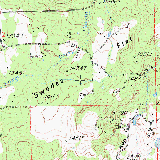Topographic Map of Swedes Flat, CA