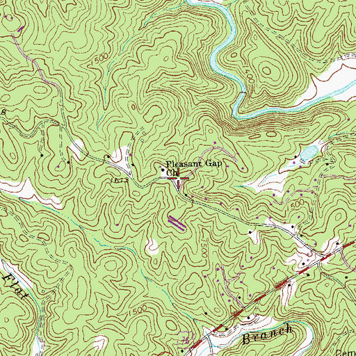 Topographic Map of Pleasant Gap Baptist Church Cemetery, GA