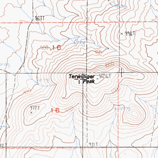 Topographic Map of Terwilliger Peak, CA