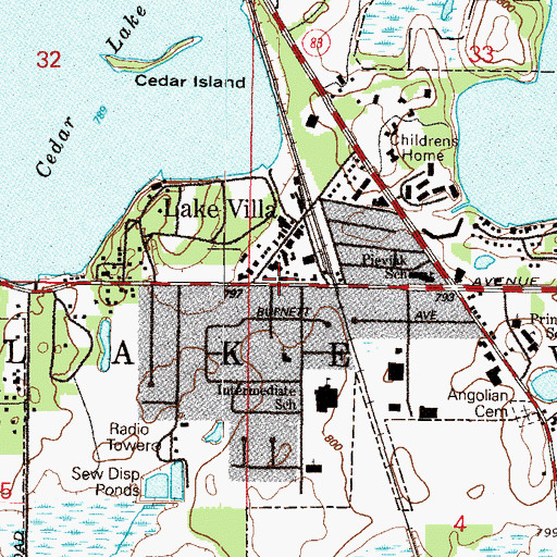 Topographic Map of Lake Villa Volunteer Fire Department Station 1, IL