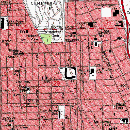 Topographic Map of Chicago Fire Department District 2 Station 78, IL
